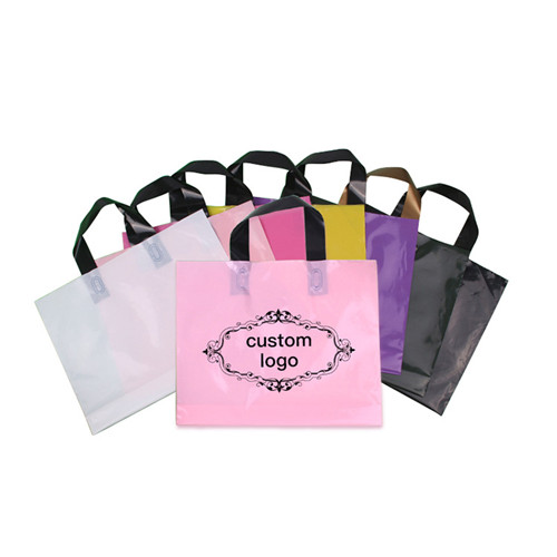 Assorted custom printed soft loop plastic shopping bags