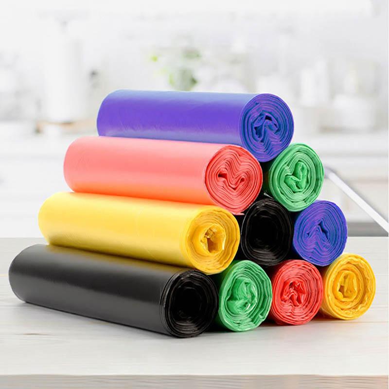 Assorted colored star-sealed garbage bag rolls